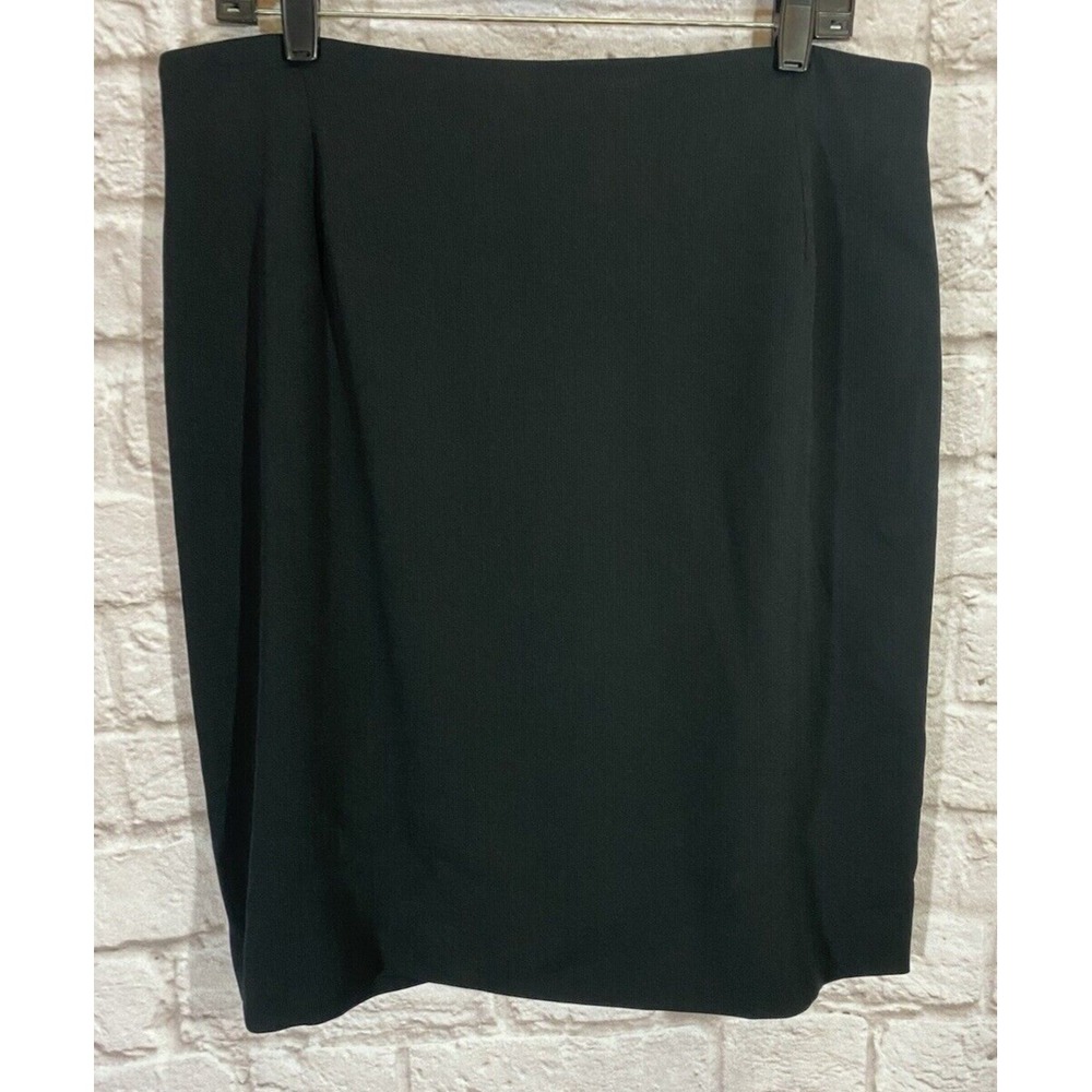 Garfield & Marks 16 Straight Black Ribbed Skirt Lined Slit Office Career 9782